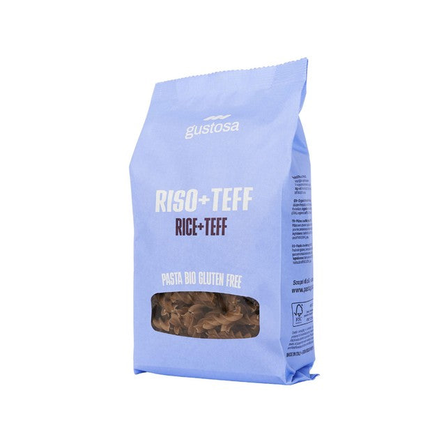 Gustosa gluten free fusilli pasta organic rice and teff, UK version