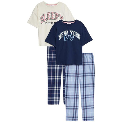 M&S M&S Sovende Rutete Pyjamassett 2-pakning 7-8 År- Kjøp online hos McGrocer