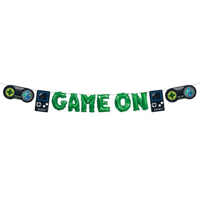 M&S Unique Party Gamer Birthday Game On Mini Foil Balloon Banner Kit Decoration- Buy online at McGrocer
