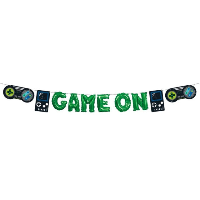 Unique Party Gamer Birthday Game On Mini Foil Balloon Banner Kit, UK version