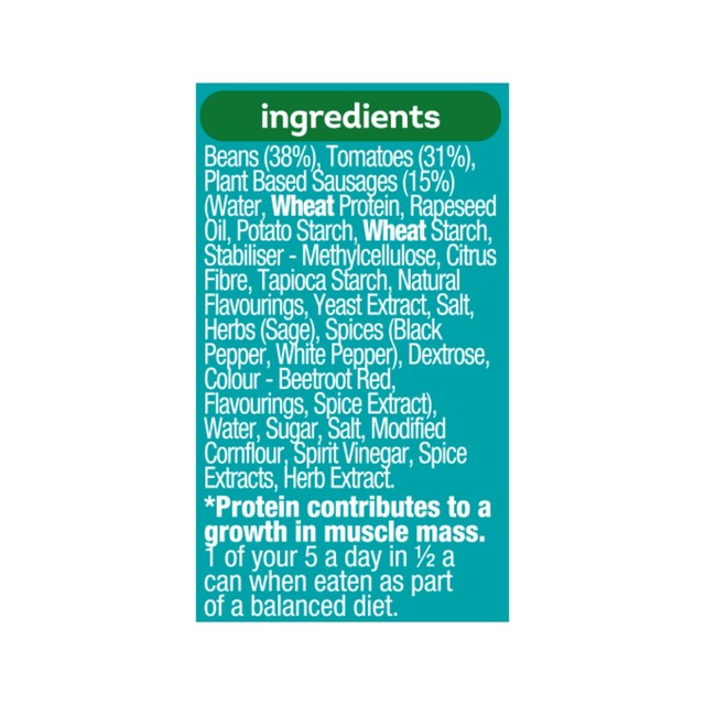 Heinz Plant-Based Beanz & Sausages baked beans 415g, UK version