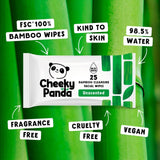 The Cheeky Panda facial wipes unscented 25 pack (British brand)