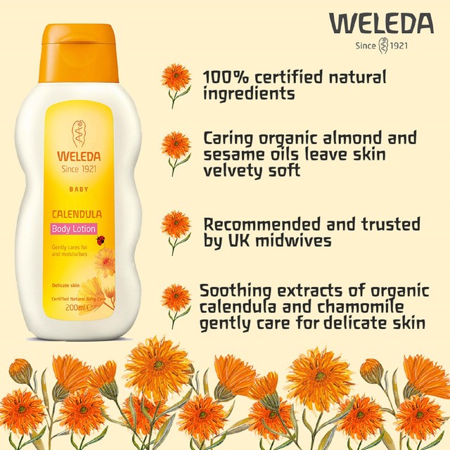 Weleda natural calendula baby body lotion 200ml (British brand)