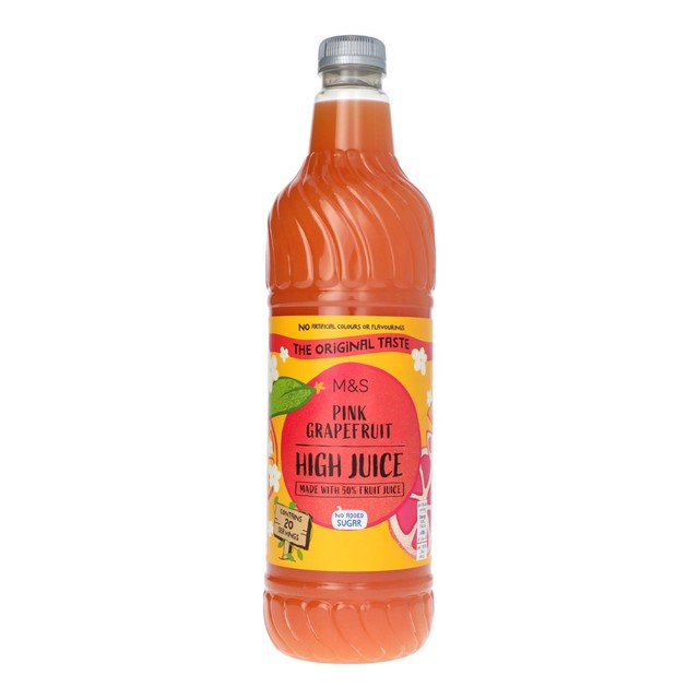 M&S pink grapefruit high juice 1L, imported from the UK