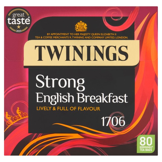 Twinings English Strong Breakfast tea bags 80 count (British brand)