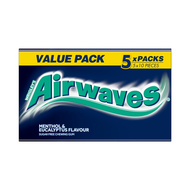 Wrigley's Airwaves menthol and eucalyptus sugar-free chewing gum 70g (British brand)
