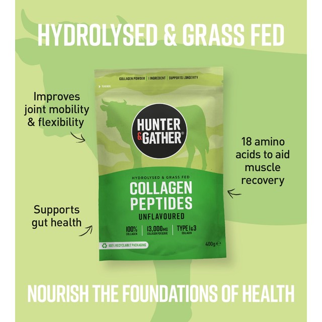 Hunter & Gather unflavoured collagen peptides protein powder 400g, UK version