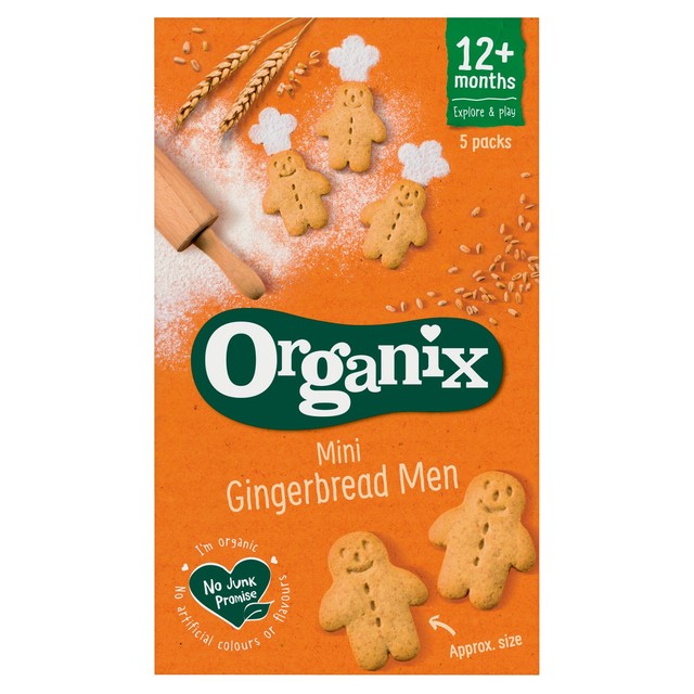 Organix gingerbread men biscuits 5x20g, imported from the UK