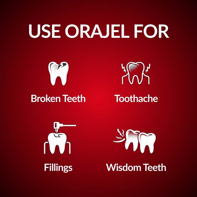 Orajel dental gel for toothache relief, imported from the UK