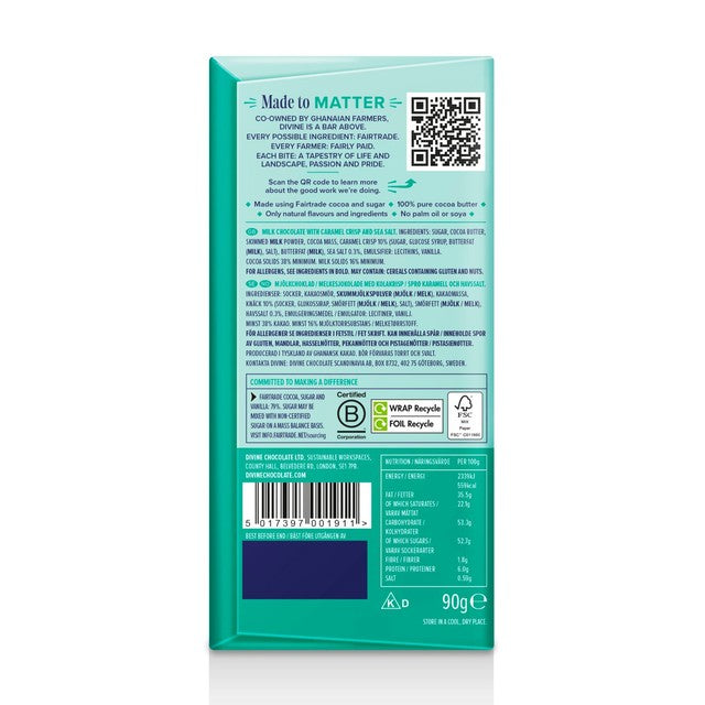 Divine milk chocolate with salted caramel bar 90g - British product