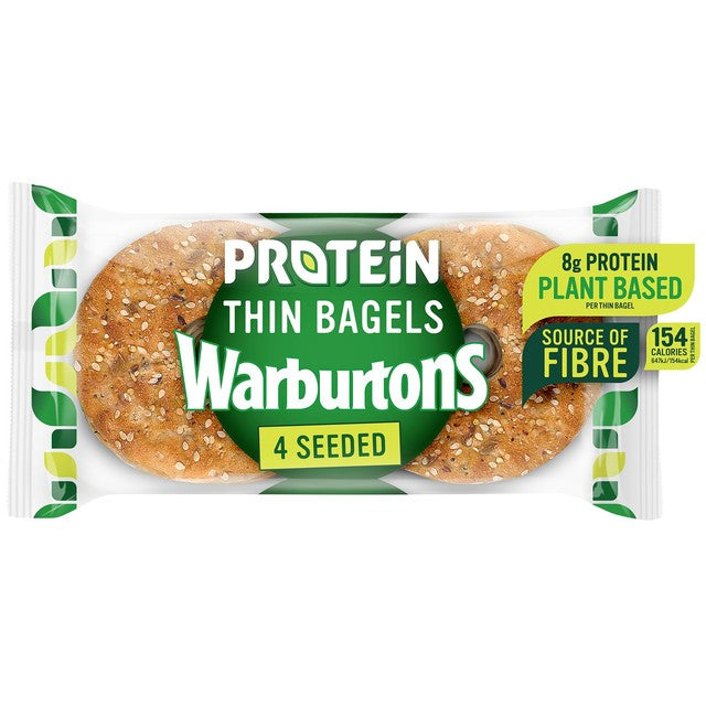 Warburtons Thin Bagels with a mix of pulses and seeds 4 pack (British brand)