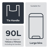 Ocado black refuse sacks 90L, imported from the UK