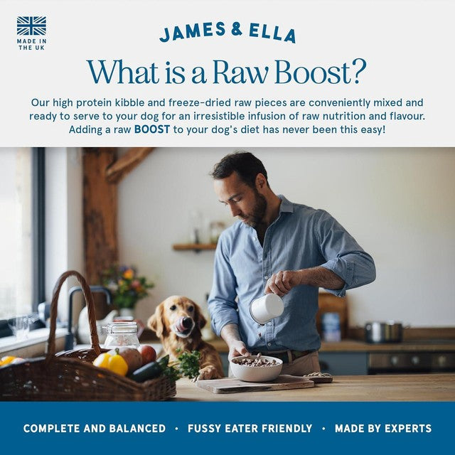 James & Ella raw kibble dog food with freeze-dried game, UK version