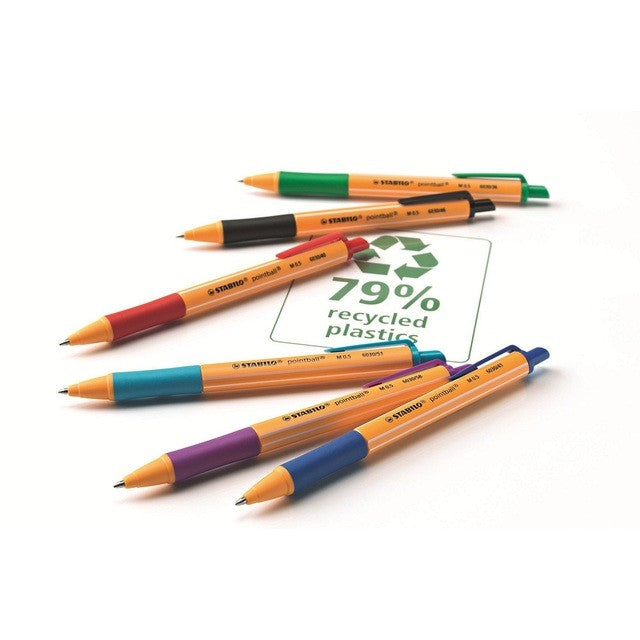 Stabilo Pointball 6 assorted colours ballpoint pen pack (British brand)