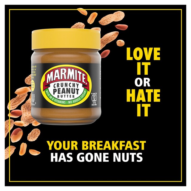 Marmite crunchy peanut butter 225g, imported from the UK