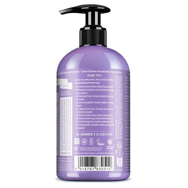 Dr. Bronner's lavender organic multi-purpose liquid soap 355ml - British product