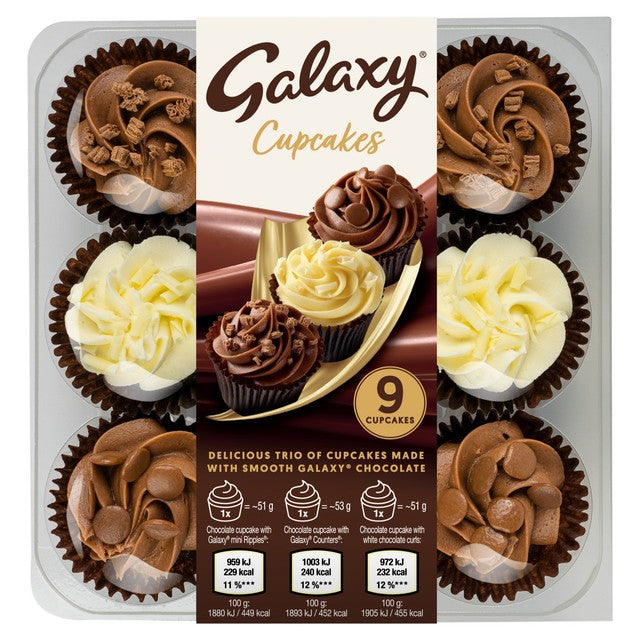 Galaxy 9PK Cupcakes chocolate sponge cakes, UK version