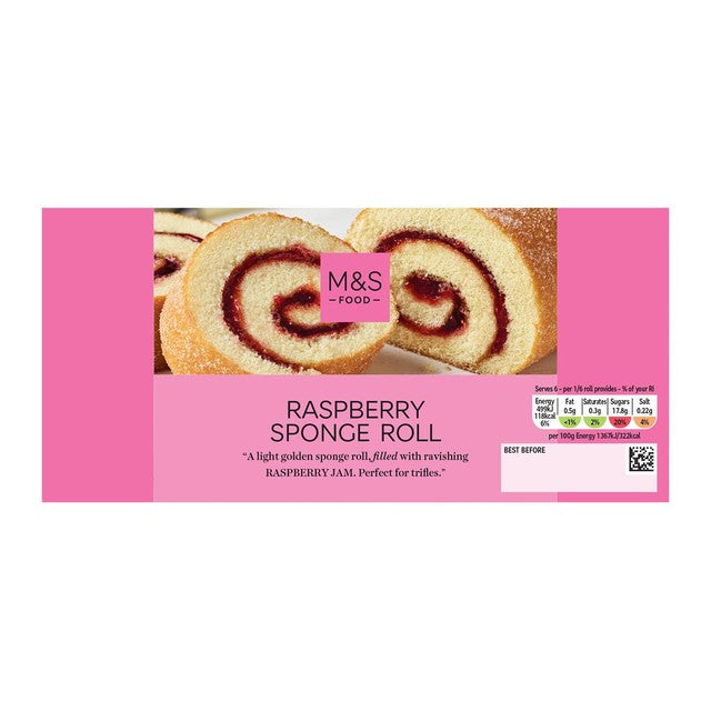 M&S raspberry sponge roll 219g, imported from the UK