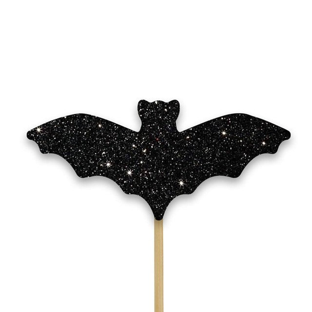 Anniversary House Halloween glitter bat cake toppers 12 per pack, UK version