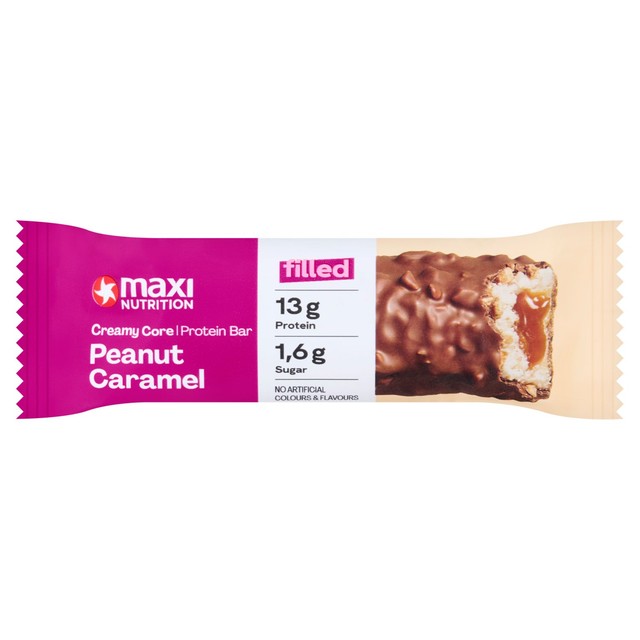 Maxinutrition peanut caramel creamy core protein bar 45g, imported from the UK