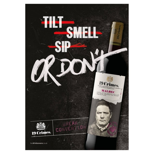 19 Crimes Malbec red wine 75cl - British product