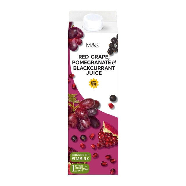 M&S grape, pomegranate, and blackcurrant juice 1L, imported from the UK