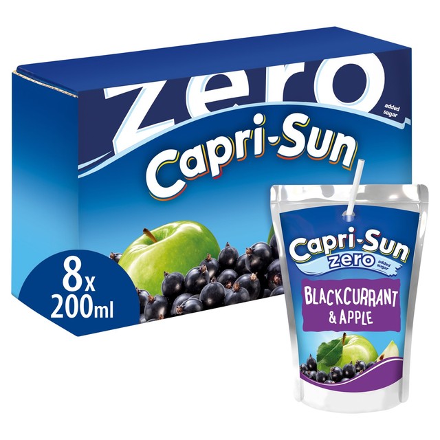 Capri Sun Zero Blackcurrant juice drink pouches 8x200ml - British product