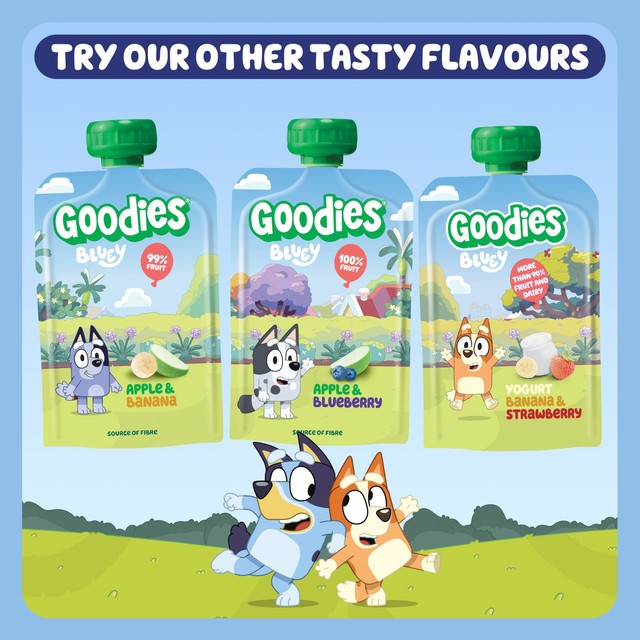 Goodies Bluey kids smoothie Banana Strawberry Apple 4x100g, UK version