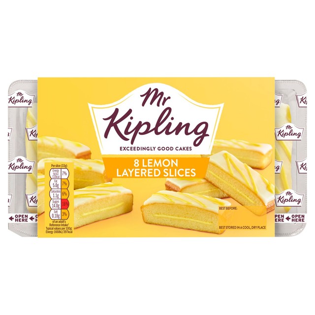 Mr Kipling lemon cake slices 8 per pack, imported from the UK
