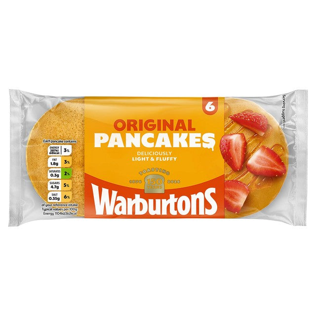 Warburtons Soft & Sweet Pancakes 6 pack (British brand)