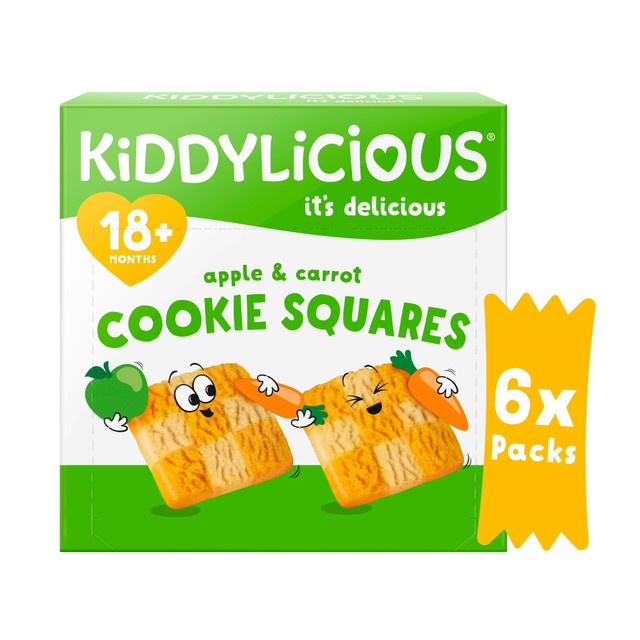 Kiddylicious Apple and Carrot Cookie Squares baby biscuits 24g sachet, UK version