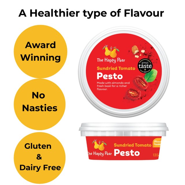 The Happy Pear Sundried Tomato Pesto 135g, imported from the UK