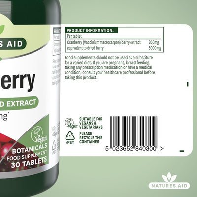 Natures Aid Tranebær kosttilskudd tabletter 5000mg