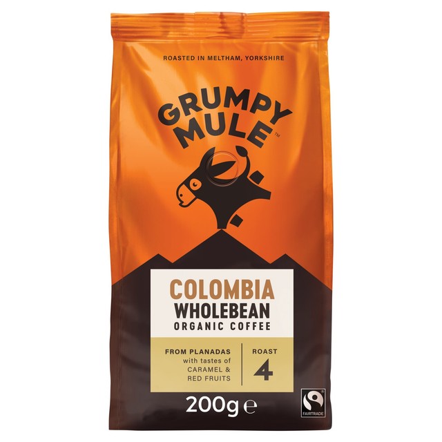 Grumpy Mule Colombia Organic coffee beans 200g, UK version