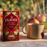 Pukka Herbs wild apple and cinnamon with ginger herbal tea bags 20 teabags, imported from the UK