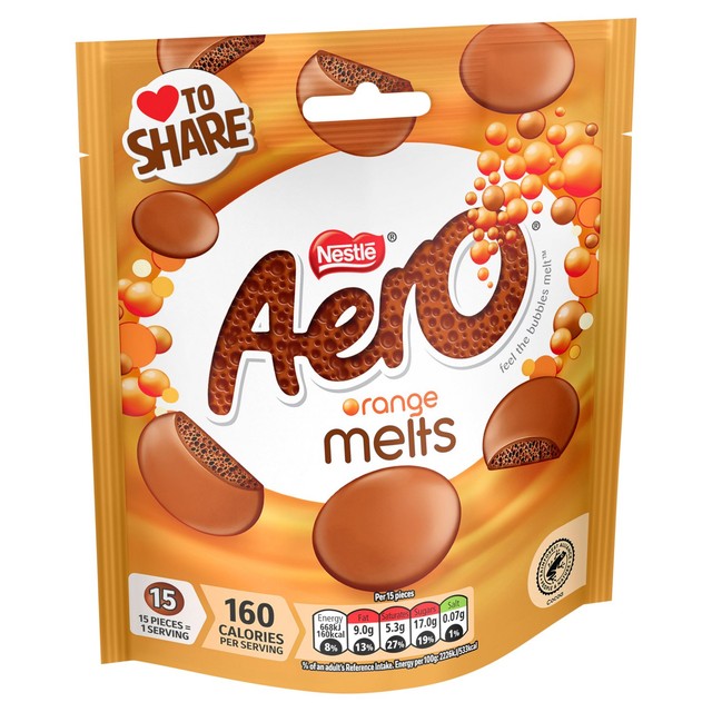 Aero orange milk chocolate pieces 92g - British product
