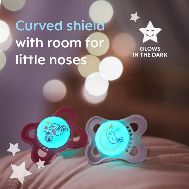 MAM Night 0-6m Baby Soother 2pk, imported from the UK