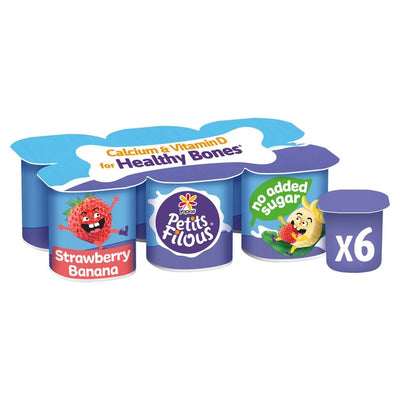 Petits Filous Kinder Joghurt-Becher Erdbeere & Banane ohne Zuckerzusatz, 6 x 47g