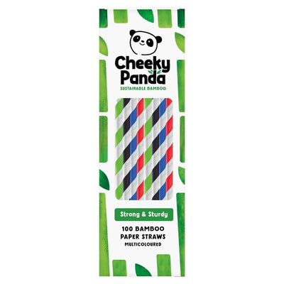 Die Cheeky Panda Gestreifte Bambus-Papierstrohhalme 100er Packung