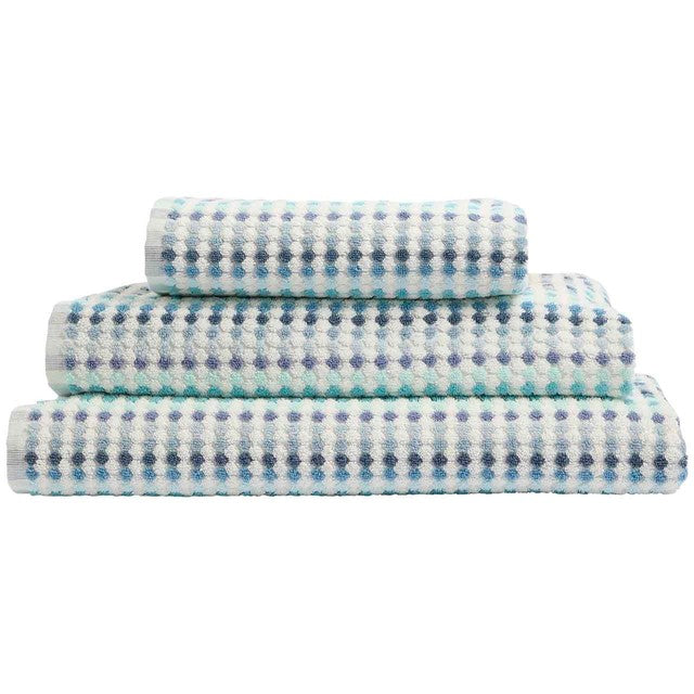 M&S pure cotton bath sheet blue spotty striped, imported from the UK