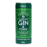 M&S extra dry gin and tonic 25cl, imported from the UK