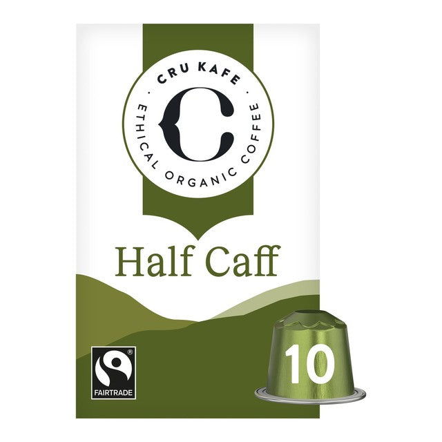 Cru Kafe Half-Caff coffee pods 10 count - British product