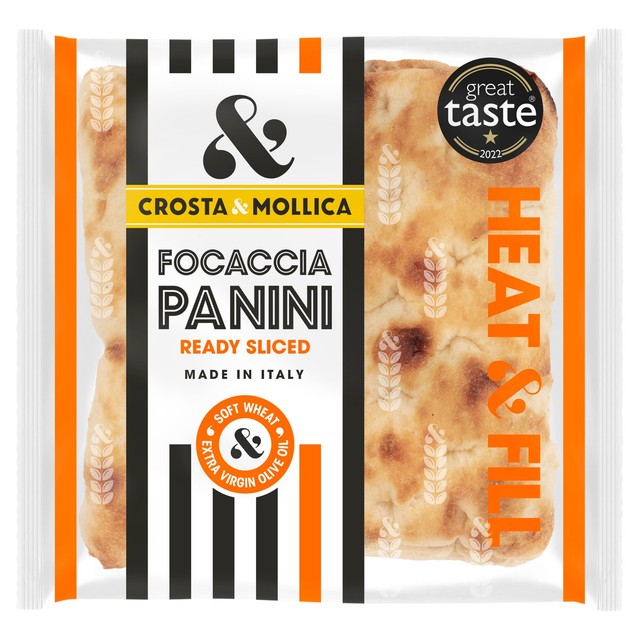 Crosta Mollica focaccia panini ready sliced 2 pack - British product