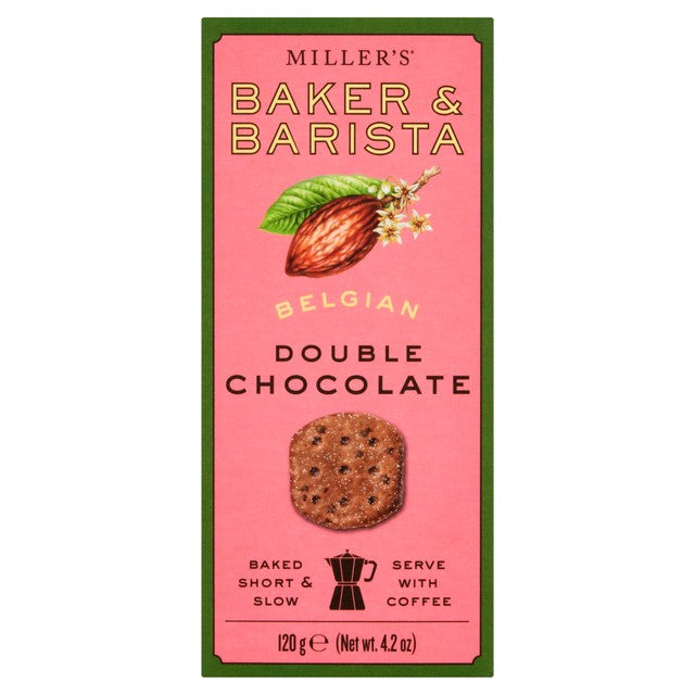 Miller's Belgian Double Chocolate Biscuits 120g, imported from the UK