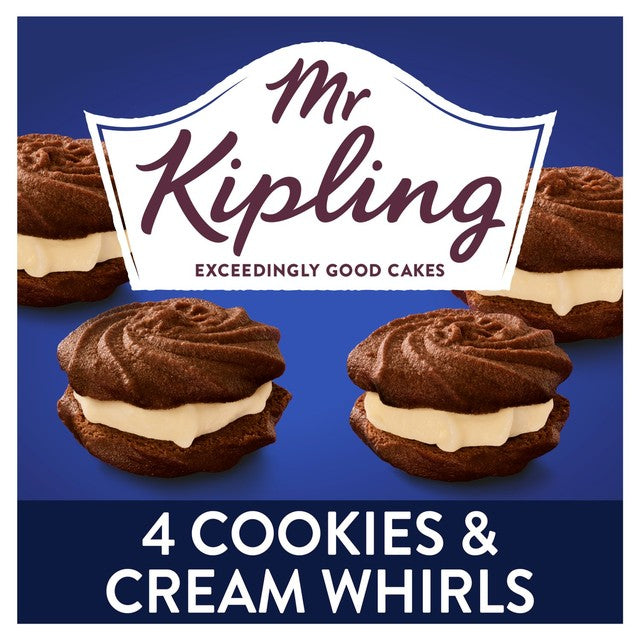 Mr Kipling Cookies & Cream Whirls cakes 4 pack, UK version