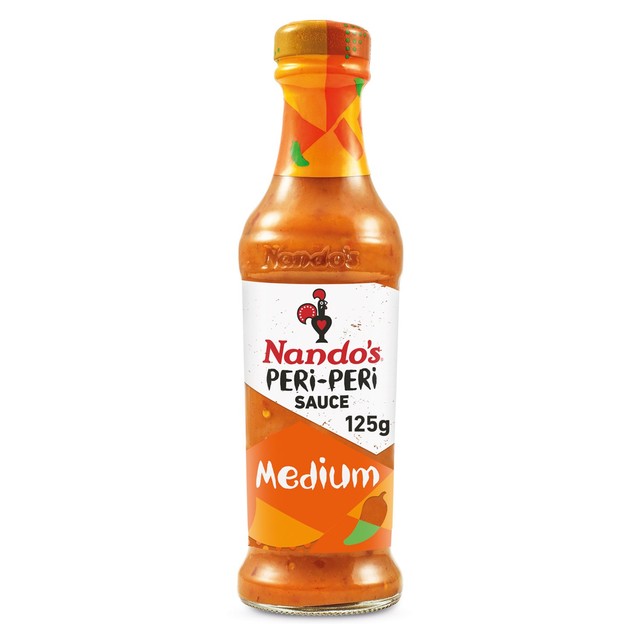 Nando's Medium Peri-Peri Sauce 125g, imported from the UK