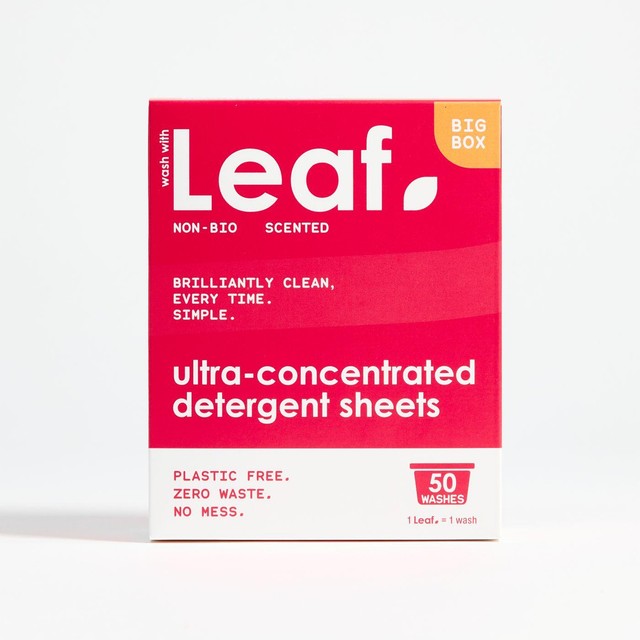 Wash with leaf non bio laundry detergent sheets 50 sheets (British brand)