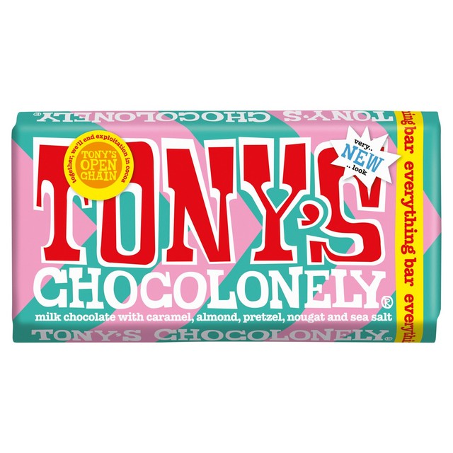 Tony's Chocolonely Milk Chocolate Everything Bar 180g (British brand)