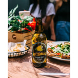 Sidra de pera sin alcohol Kopparberg, botella de vidrio de 500 ml, versión para el Reino Unido.