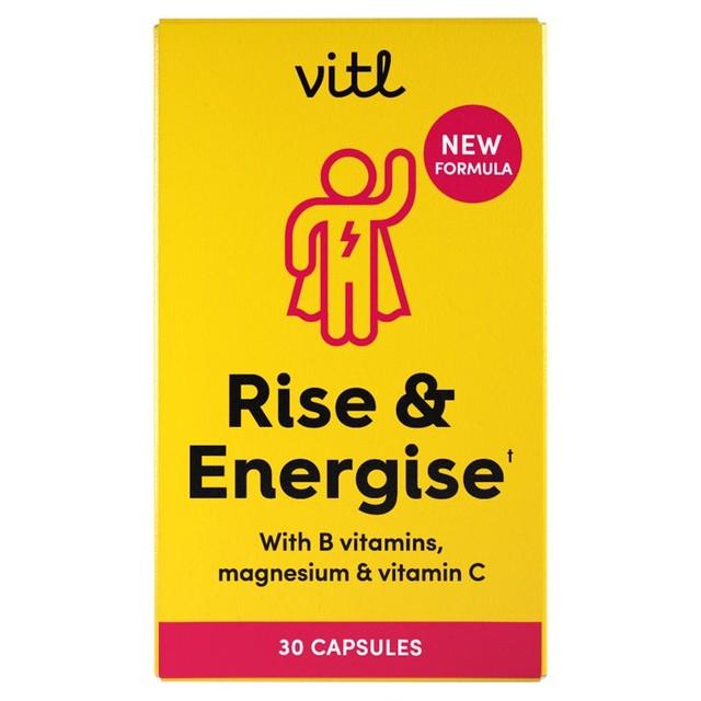 VITL Rise & Energise vitamin supplement 30 capsules (British brand)